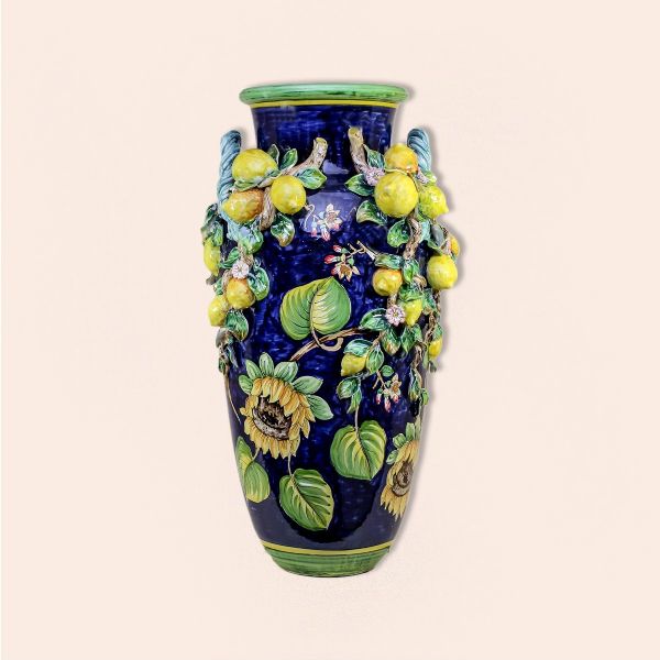 VASE WITH LEMONS. Design: Sunflower and lemons cm.80h
